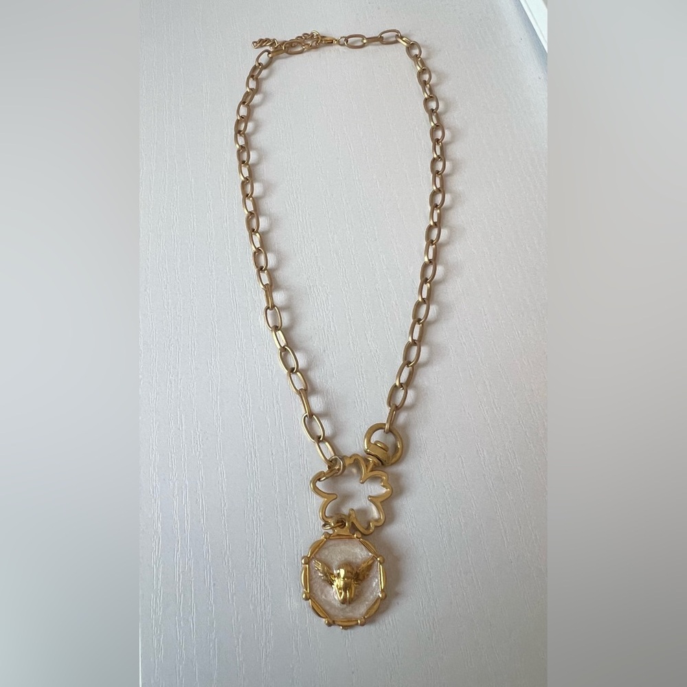22K Gold Plated Angel Pendant Chain Necklace